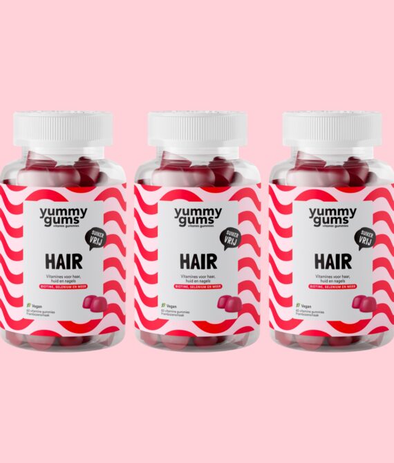 Yummygums Hair – haarvitamine gummies – suikervrij – met biotine en bamboe extract – 100% vegan – 60 gummies